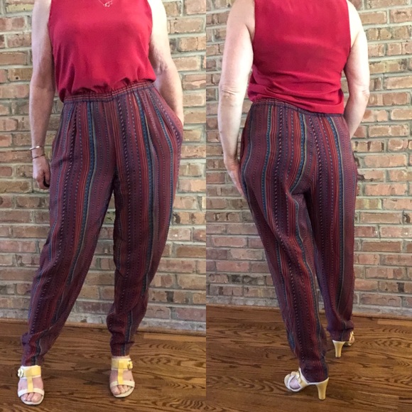 Funky 90’s 100% silk high-waist pants. Sz 10 - Picture 1 of 5